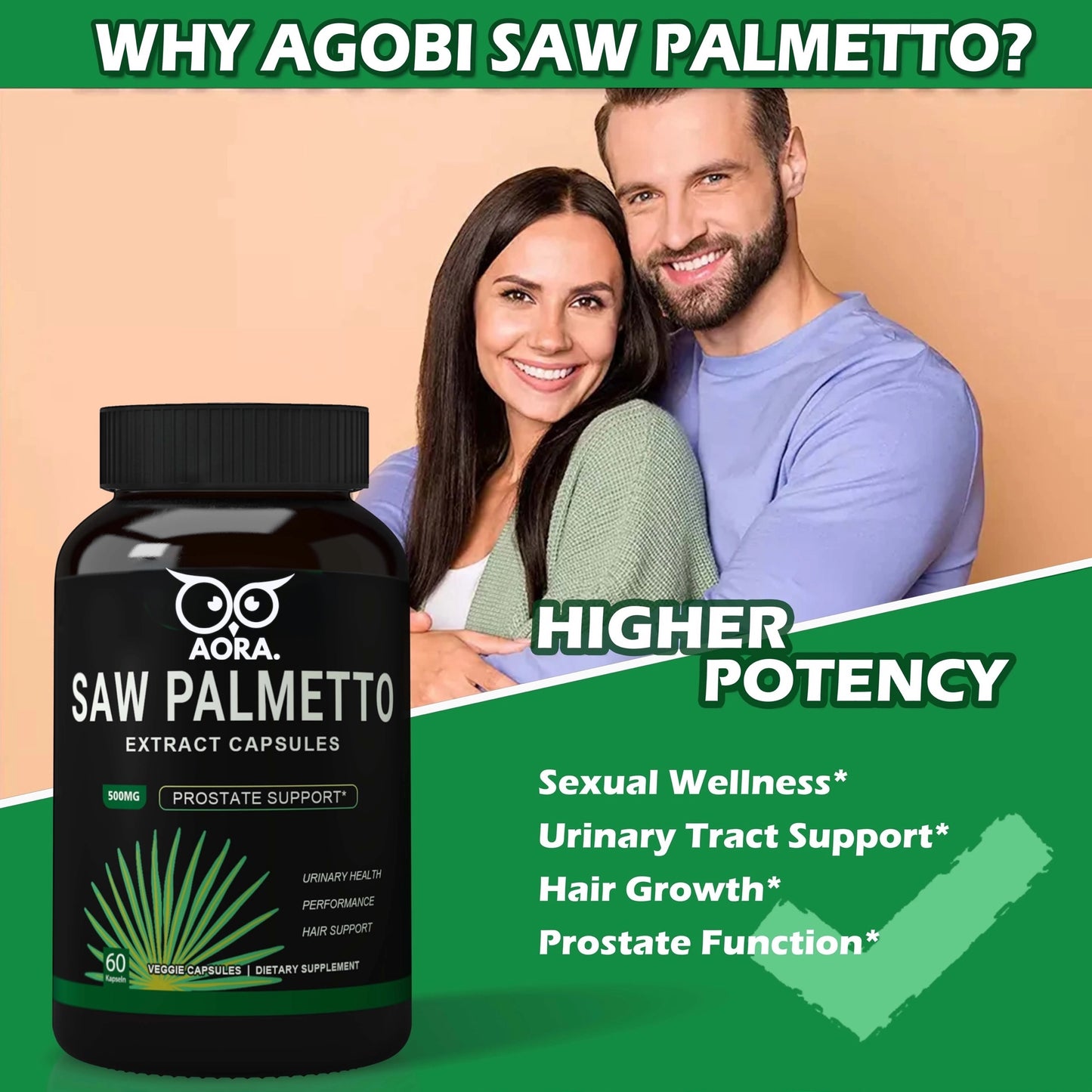 Premium Organic Saw Palmetto Supplement – For Hair & Prostate Health